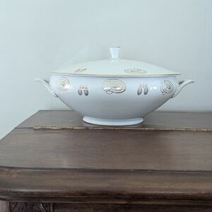 MCM Schirnding Bavaria German Porcelain Tureen - Atomic Gold Geometric